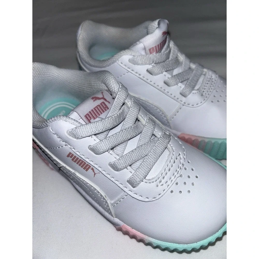 Puma Carina Platform Sneakers White Youth Kids Girls Size‎ 6C